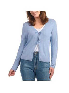 Hilary Radley Womens Light Blue Knit Cardigan Sweater XS V-Neck Buttonless